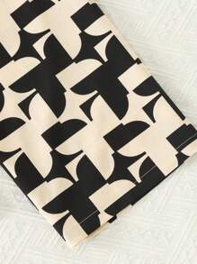 SHEIN Leap Crew Tween Girl Elegant Solid & Floral Print Patchwork Short Sleeve Wide Leg Jumpsuit - Khaki - View 4