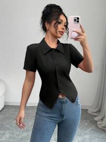 Selianne Blouse femme col claudine taille froncée avec manches lanternes, style vintage, polyvalente