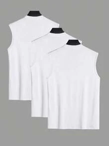 Manfinity Homme Tank Top Tanpa Lengan Kasual Pria dengan Cetakan Huruf, Musim Panas - Putih - View 3