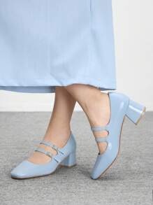 CUCCOO BIZCHIC Women's Minimalist Mary Jane Platform High Heels, Halloween For Christmas Spring Shoes - Blue - View 5