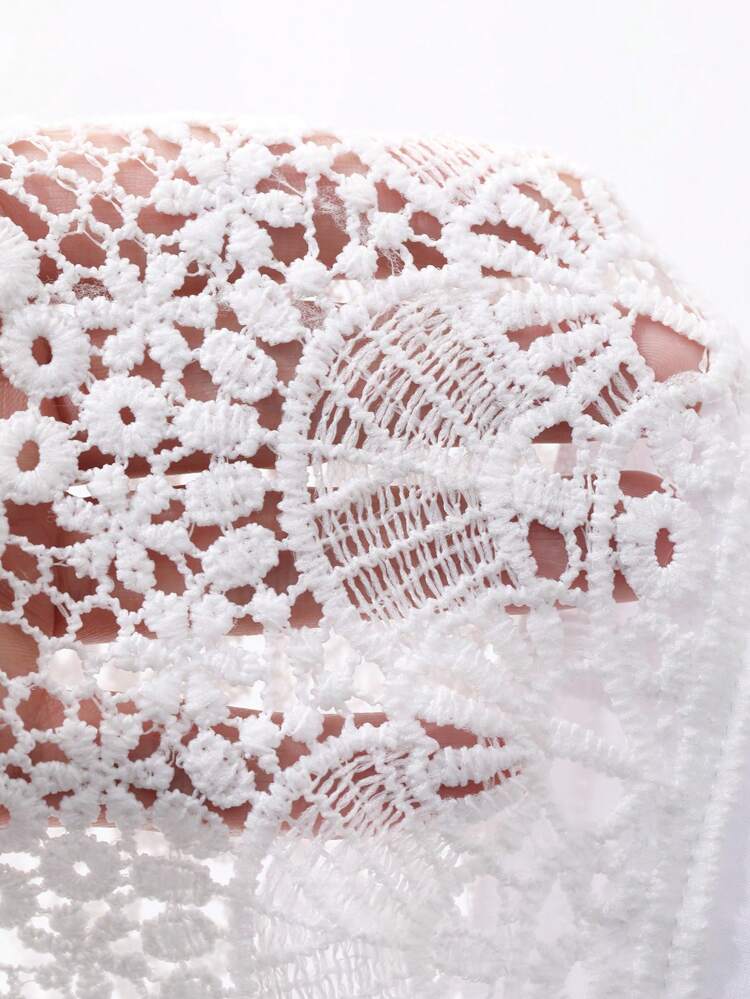 Women's Loose Long Sleeve Patchwork Lace Trim Solid Color Blouse, Summer