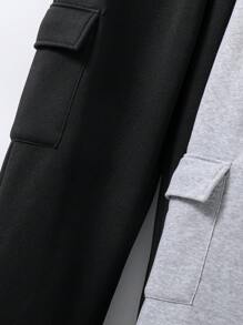 Teen Boy 2pcs Flap Pocket Side Drawstring Waist Sweatpants - Multicolor - View 5