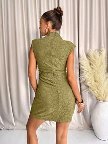 Lavishia Light Green Lace Mock Neck Stylish Mini Dress Summer Outfits For Women