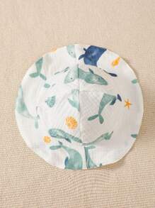 SHEIN Baby Boys Casual Daily Whale Pattern Snap Crotch Short Sleeve Romper, Suitable For Outdoor Play Or Comfortable Indoor Wear - White - View 5