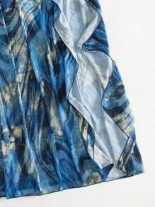 SHEIN 3 Completi da spiaggia/estivi da donna, inclusi slip del bikini con stampa marmorizzata, gonna con spacco alto e abito da spiaggia con accessori metallici