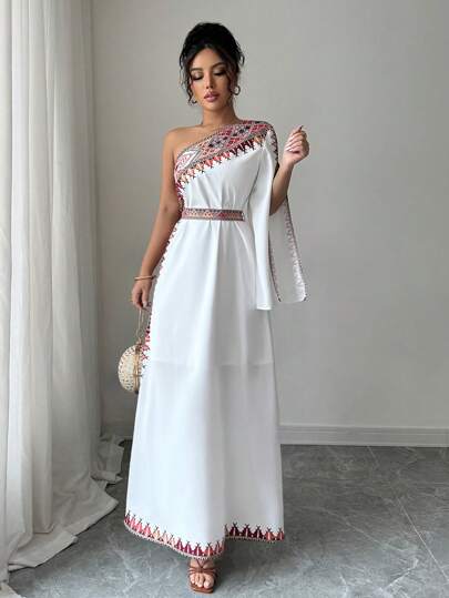 Elenzga Vestido de tirantes finos con estampado geométrico elegante