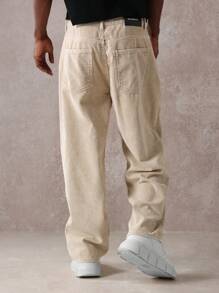 SUMWON Pantalones de pana estilo patinador de pierna ancha, estilo retro para otoño e invierno, casual y relajado, uso diario, moda vintage, textura de canalé de algodón