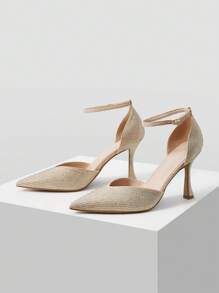 MOTF PREMIUM 豪华全水晶镂空细高跟女式高跟鞋 - 杏色 - 查看 4