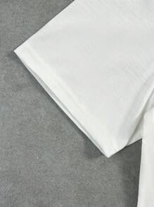 Manfinity VCAY Unisexe T-shirt oversize à col rond à manches courtes avec imprimé fraise, adapté pour un port quotidien - Blanc - Voir 6