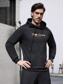 Gym Rark Áo nỉ trùm đầu in chữ dài tay có dây rút cho nam - màu đen - Xem 1