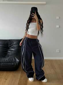 StreetHx Women Streetwear Oversized Contrast Color Long Pants, Spring/Autumn Fall Cloth For Women