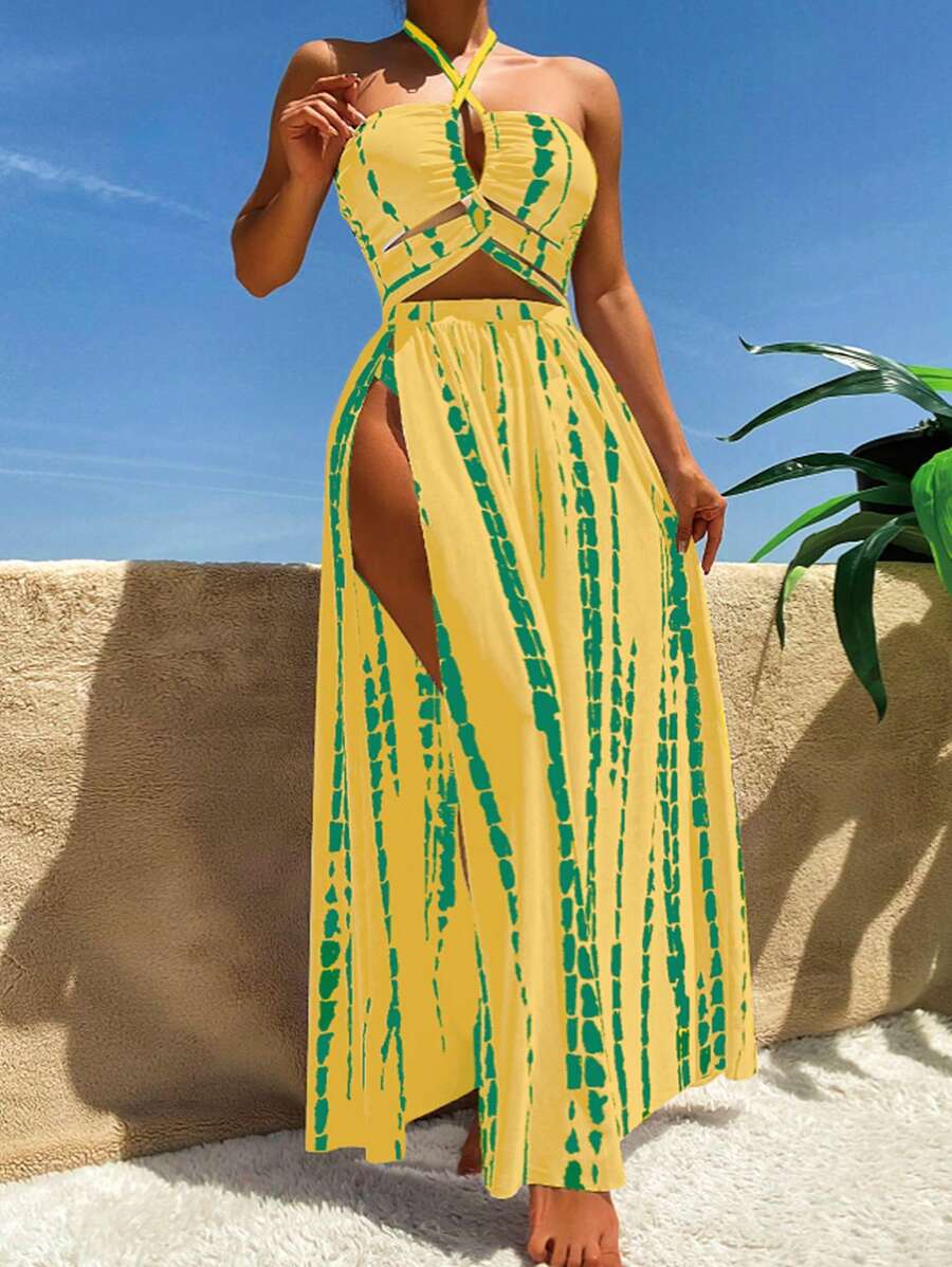 SHEIN Swim 3pcs/Set Simple Fashion Swimwear, Suitable For Summer - Multicolor - View 1