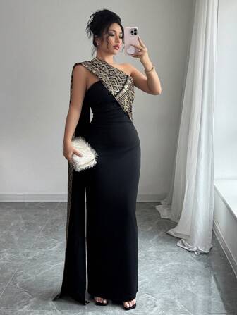 Rafferiza Damklänning med metallic Ruched Body-Con