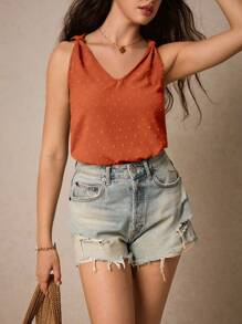 Poéselle 女士纯色无袖衬衫 夏季衣服 衬衫 夏季上衣 - 鏽棕色 - 查看 7