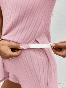 SHEIN Conjunto de 2 piezas de vestido de embarazo informal de unicolor con abertura lateral y shorts