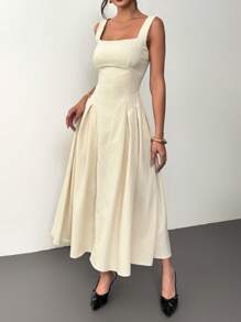 Siren Gaze 夏季女士紧身束身胸衣式中长连衣裙，适合派对、正式活动或任何展现您个性的场合，也适合锐舞派对/伊比沙岛/乡村音乐会/纳什维尔/纳什维尔等各种场合；女士度假装扮，女士节日装扮，优雅晚礼服 - 杏色 - 查看 8