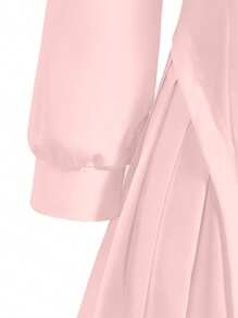 SHEIN Mädchen Bekleidung, Tween Mädchen Plisseekleid mit langen, aufgebauschten Ärmeln und Hemdkragen, lässige Kleidung für Frühling und Sommer - Pink - Übersicht 6