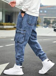 Manfinity Hypemode Pantalones vaqueros casuales y sencillos para hombres, apropiados para el verano