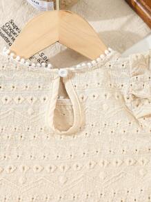 SHEIN Baby Girl New Retro Textured Soft Fabric Top, Comfortable & Fashionable Design For Indoor/Outdoor Wear, Spring Summer