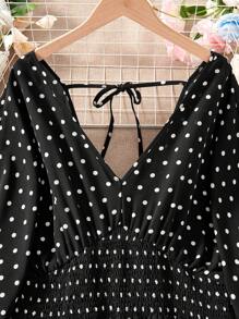 DreamSkyne Mono de una pieza con lunares de talla grande, minimalista y de moda, adecuado para el verano - Negro - Ver 3