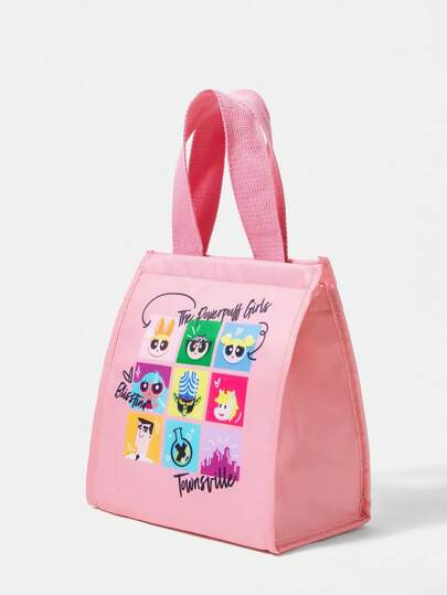 THE POWERPUFF GIRLS X SHEIN Blossom, Bubbles, Buttercup Pattern Print Insulated Lunch Bag, Functional Bags, Lunch Bag, Cooler Bags