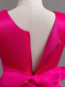 SHEIN Children's Formal Dress Tulle Skirt Flower Girl Wedding Dress Piano Performance Recital Costume - Hot Pink - View 4