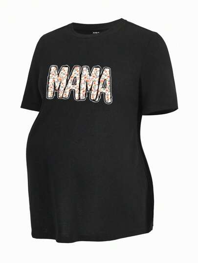 SHEIN Áo thun cổ tròn tay ngắn dáng rộng cho bà bầu, phù hợp cho mùa hè