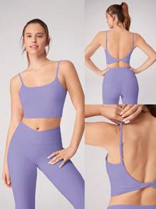 GLOWMODE FeatherFit™ Knot Going Anywhere Twisted Backless Tank Top Light Support Low Impact Yoga Daily - Purple - View 7