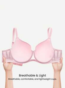LUVLETTE Plus Dream Curve Air Full Coverage Airy Breathable Sheer Mesh Spacer Cup Pink Basic Breezy Comfort Minimizer Bra - Pink - View 8
