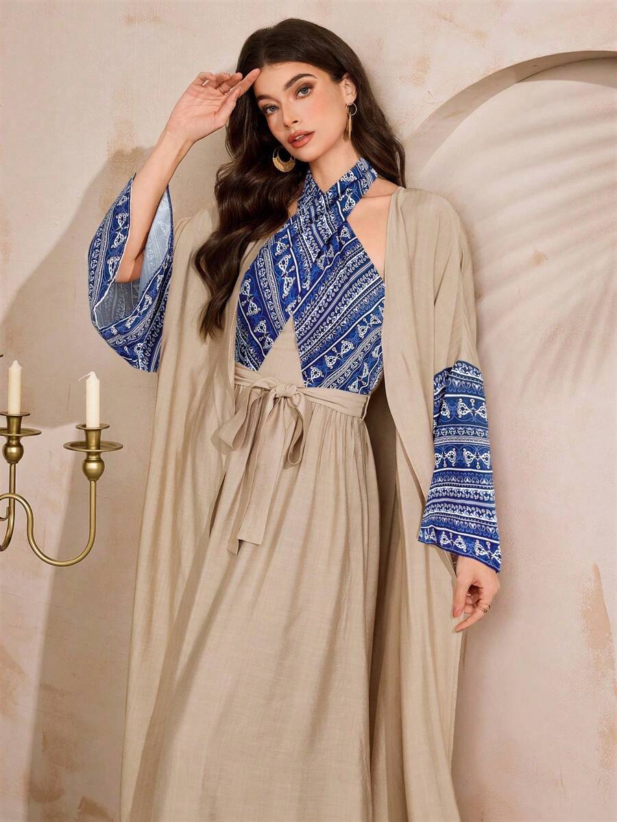 Al Najma Conservative Casual Dress And Robe Ladies Suit - Navy Blue - View 1