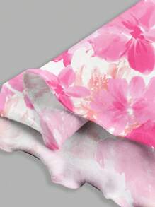 SHEIN MOD Váy ngắn không tay cổ chữ V in họa tiết toàn thân tối giản giản dị dành cho nữ - Màu Hồng Tươi - Xem 4
