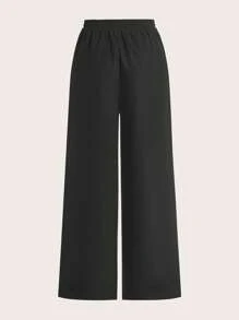 SHEIN EZwear Quần dài đen in họa tiết da báo cỡ lớn kiểu dáng thường ngày - Nhiều màu - Xem 5