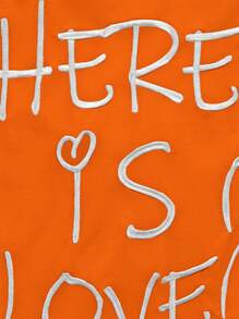 Manfinity Hypemode Men's Casual Slogan Embroidery Short Sleeve T-Shirt, Spring/Summer - Burnt Orange - View 2