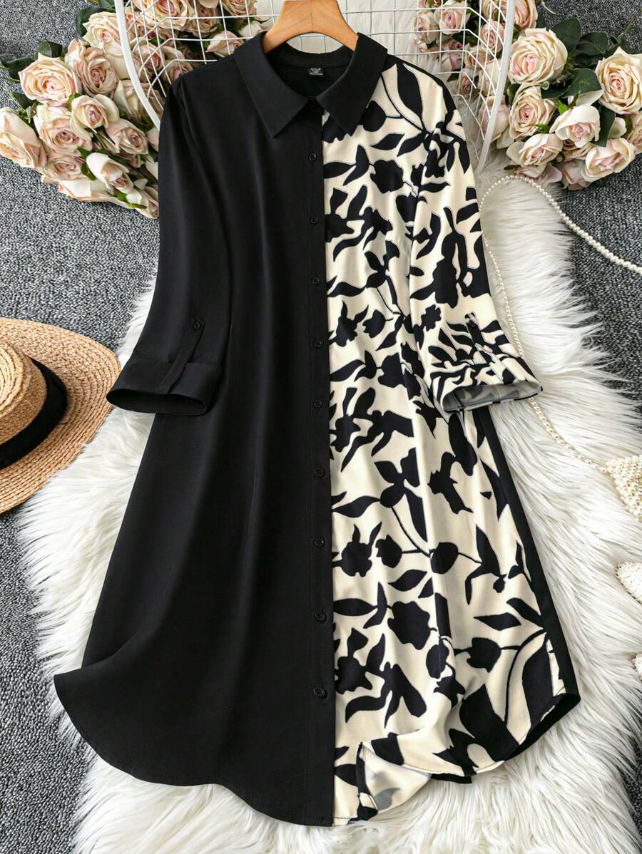SHEIN Clasi 女士梭织印花休闲节日连衣裙 - 彩色 - 查看 1