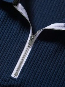 Manfinity Homme 男士休闲百搭纯色短袖 Polo 衫 - 寶藍色 - 查看 3