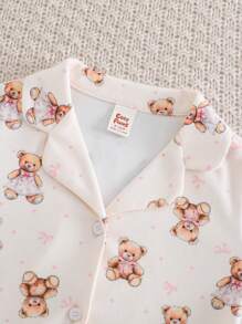 Cozy Pixies 女婴拼色芭蕾主题荷叶边领长袖开衫和裤子 2 件套