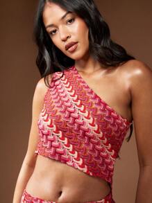 MISSGUIDED 几何钩编露脐上衣和长裙套装，适合节日、海滩度假、夏季假期、泳池派对和圣诞节等场合。 - 紅色 - 查看 3