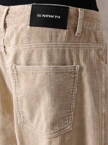 SUMWON Pantalones de pana estilo patinador de pierna ancha, estilo retro para otoño e invierno, casual y relajado, uso diario, moda vintage, textura de canalé de algodón