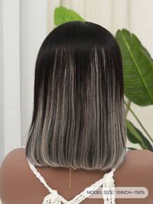 Blonde Highlight Straight 13x4 Lace Front Human Hair Short Bob Wigs Remy Human Hair 1B/Grey Ombre Colored Transparent Lace Wigs Pre Plucked Straight Lace Frontal Closure Bob Wigs Pre Plucked With Baby Hair For Women - S1/Gray - View 3
