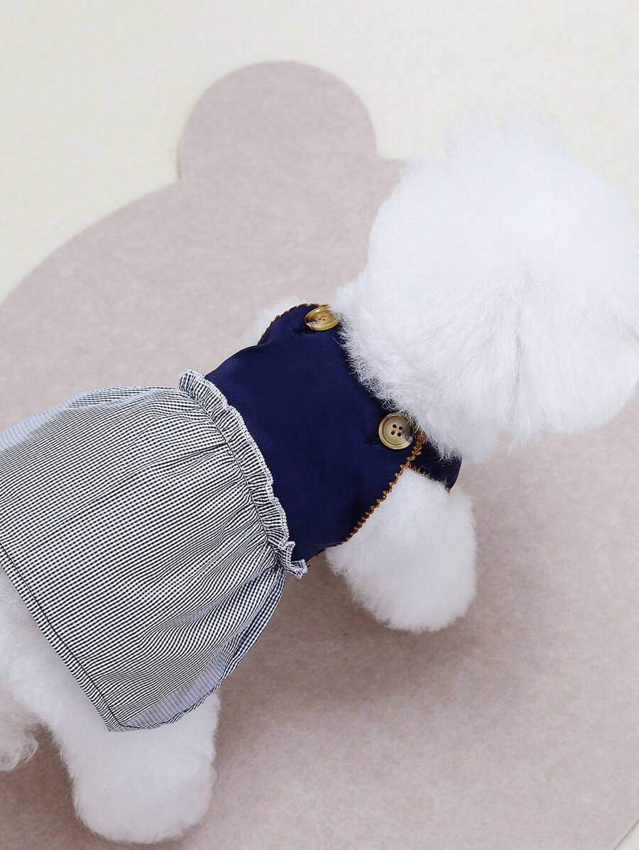 PETSIN Blue Cute & Elegant Button Design Light Breathable Summer Sleeveless Vest Dress, European And American Hot For Pet Dogs - Blue - View 1