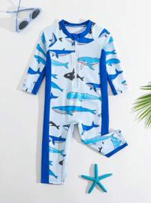 Süßer Wal Muster Badeanzug, bunte Wal Gestaltung, perfekt für Babys um traumhafte Unterwasser Momente zu genießen