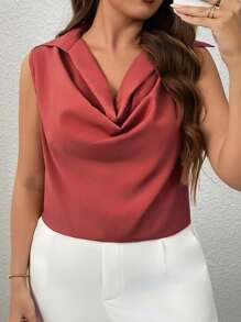 Celure قميص بلوزة فضفاضة أكمام بلا أكمام كاجوال بتصميم عتيق حديث