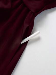 Lunelith SHEIN Lunessa 女士优雅纯色无袖通勤连衣裙 - 酒紅色 - 查看 4