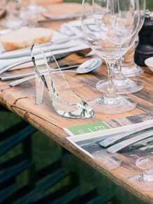 SHEIN 1pc Acrylic Glass Slipper Birthday Gift Home Decoration Crafts High Heels Wedding Figurines Miniature Decorations Party Supplies Decoration - White - View 10