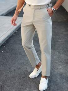 Manfinity Bizformal Pantalón de traje casual minimalista y liso para hombres, para uso diario