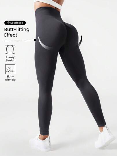 Easithlete Women's Solid Color High Waist Seamless Leggings