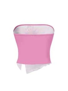 myriadwaveart Purple Flower Print Bustier Top For Women, Summer Music Festival Beach Holiday