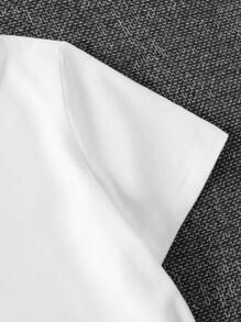 SHEIN Maglietta a maniche corte da bambina con stampa di lettere, alla moda, per l'estate