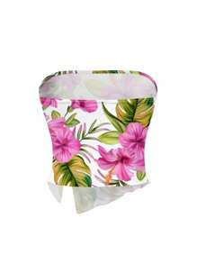 Bianca Prates Women's Pink Floral Print Blouse, Suitable For Music Festivals, Beach, And Vacation - Multicolor - View 2