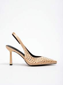 CUCCOO TILAWA Women's Rhinestone Decor Pointed Toe Elegant High Heel Pumps - Gold - View 1